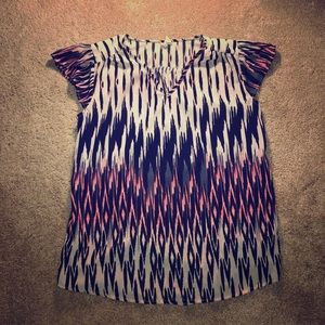 Multicolored short sleeve blouse